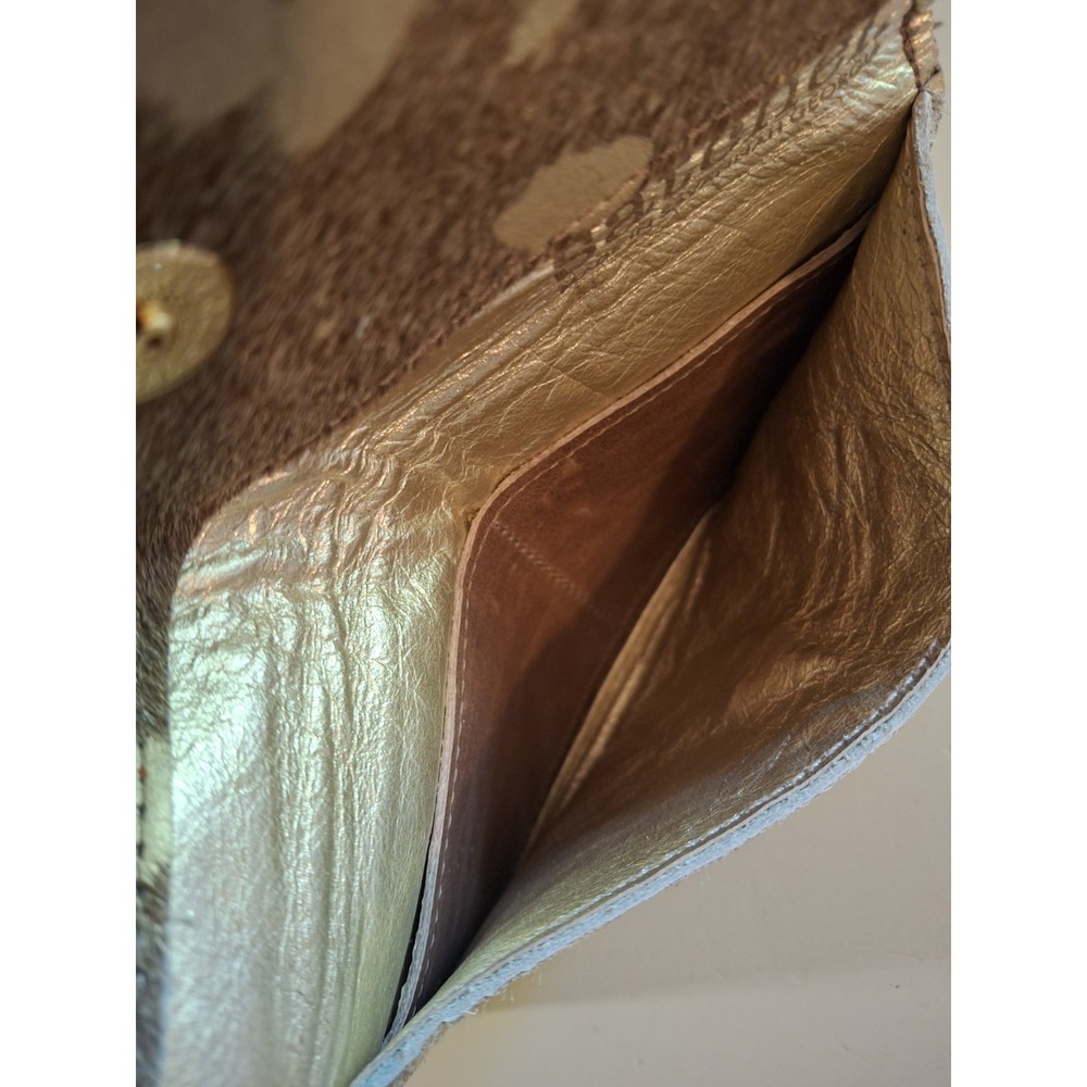 Satchel Cow Hide Brown /Gold Women's Wallet Savannah Georgia USA Western Boho - Picture 6 of 7